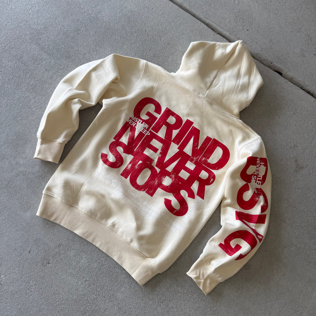 BSVG Grind Never Stops Cream Hoodie + FREE tee